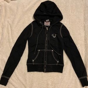 True religion rhinestones Zipup sweater size xs